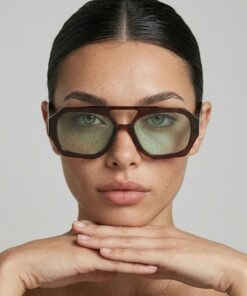 REN EYEWEAR RIVER Kadın Güneş Gözlüğü Kahverengi Çerçeve Yeşil Cam UV400 Korumalı Köşeli Yeni Sezon