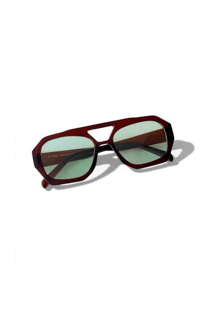 REN EYEWEAR RIVER Kadın Güneş Gözlüğü Kahverengi Çerçeve Yeşil Cam UV400 Korumalı Köşeli Yeni Sezon - Görsel 3
