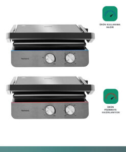 HOMEND Grilliant 1344h Inox Gövdeli, Döküm Çıkarılabilir Plakalı Tost Ve Izgara Makinesi - Görsel 3