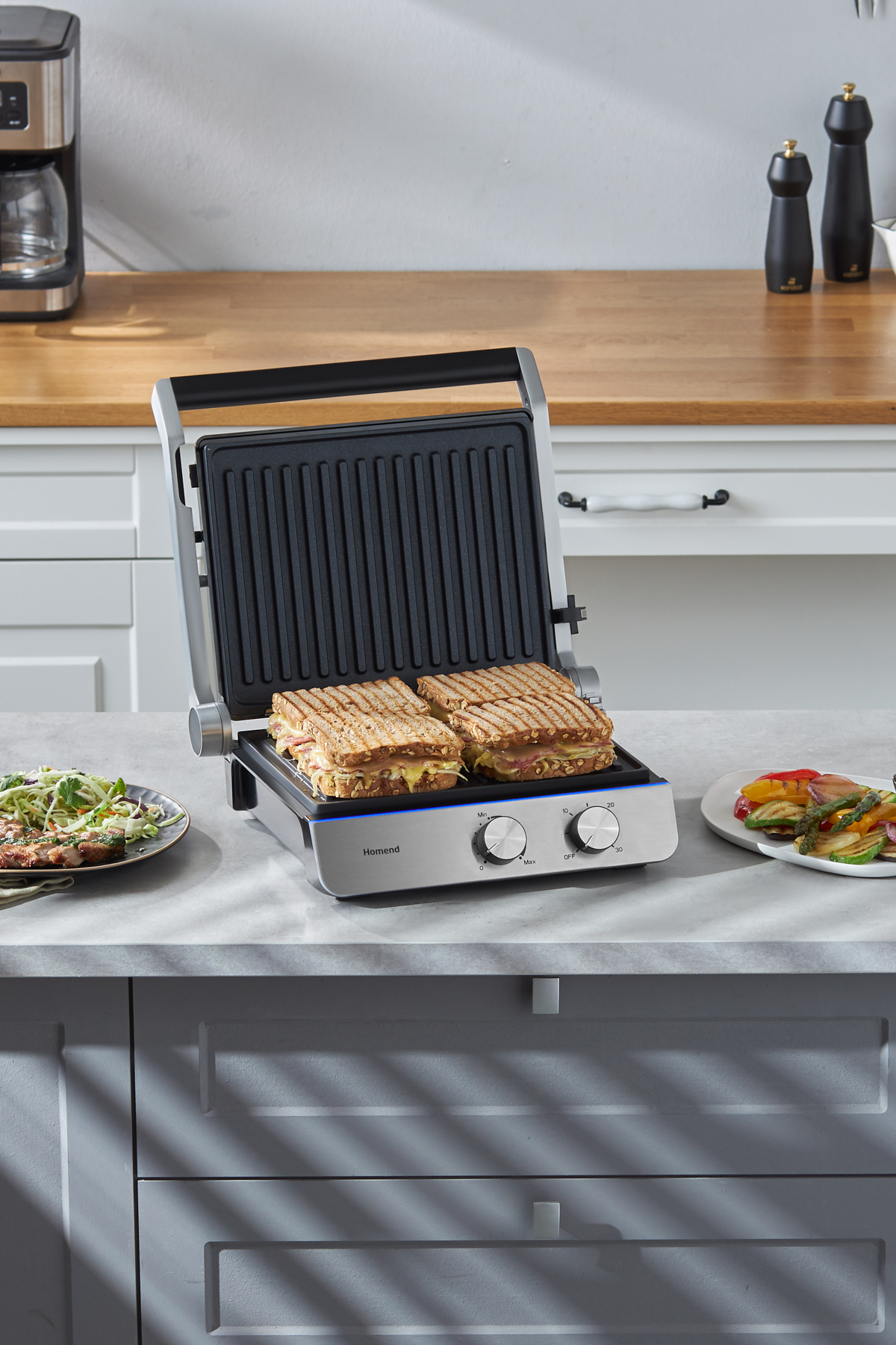 HOMEND Grilliant 1344h Inox Gövdeli, Döküm Çıkarılabilir Plakalı Tost Ve Izgara Makinesi