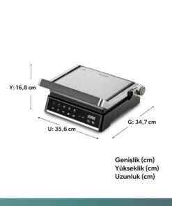 Alternative view of HOMEND Grilliant 1341h Inox Gövdeli, Döküm Plakalı, 5 Programlı, Led Ekranlı Tost Ve Izgara Makinesi