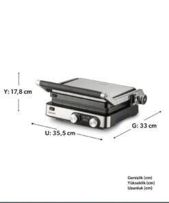 Alternative view of HOMEND Grilliant 1340H 4 Dilim Kapasiteli Inox Gövde Döküm Plakalı Tost ve Izgara Makinesi