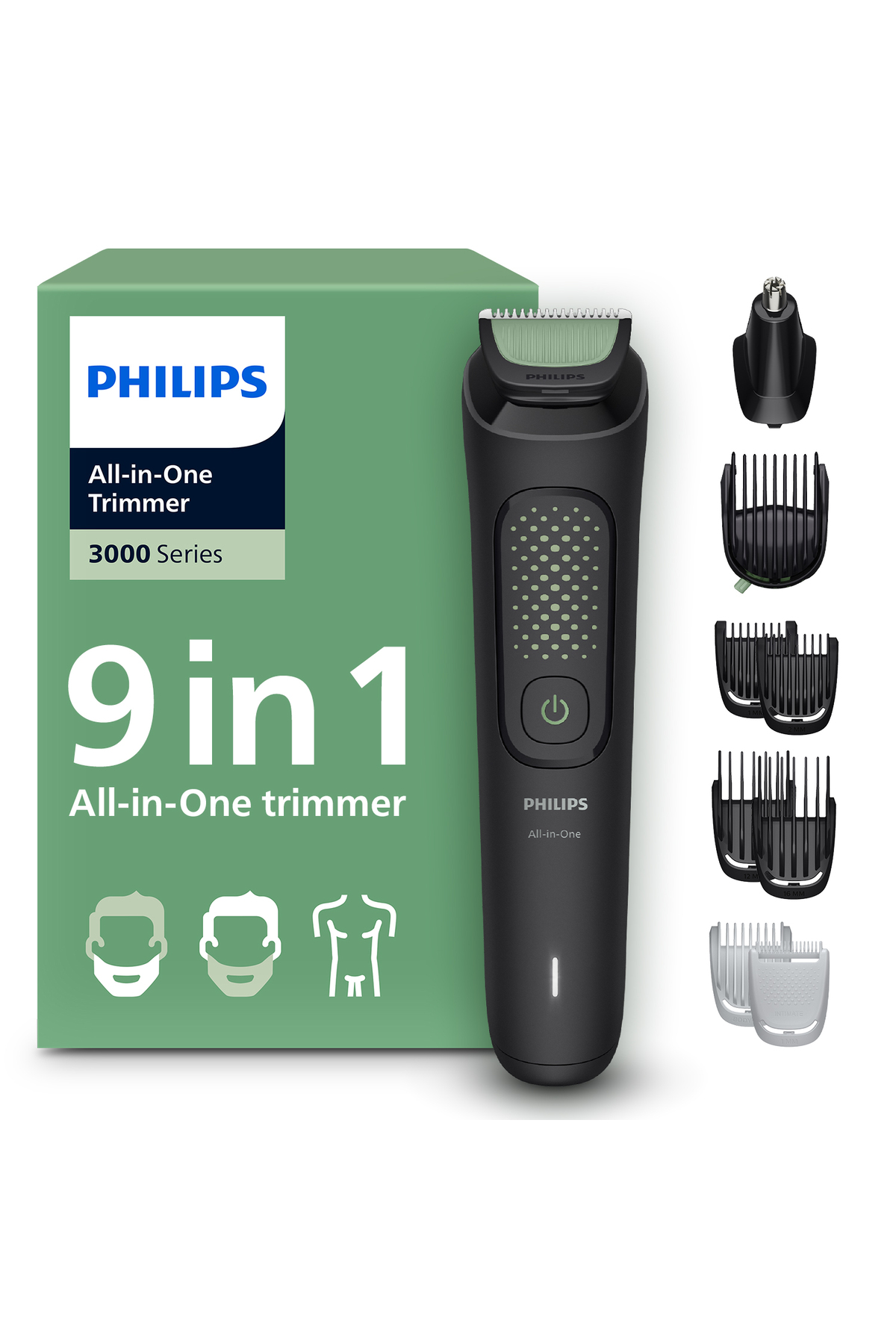 Philips 3000 Serisi 9in1, Erkek Bakım Seti, Yüz/Saç/Vücut Tıraş Makinesi, Islak /Kuru Kullanım, MG3946/15