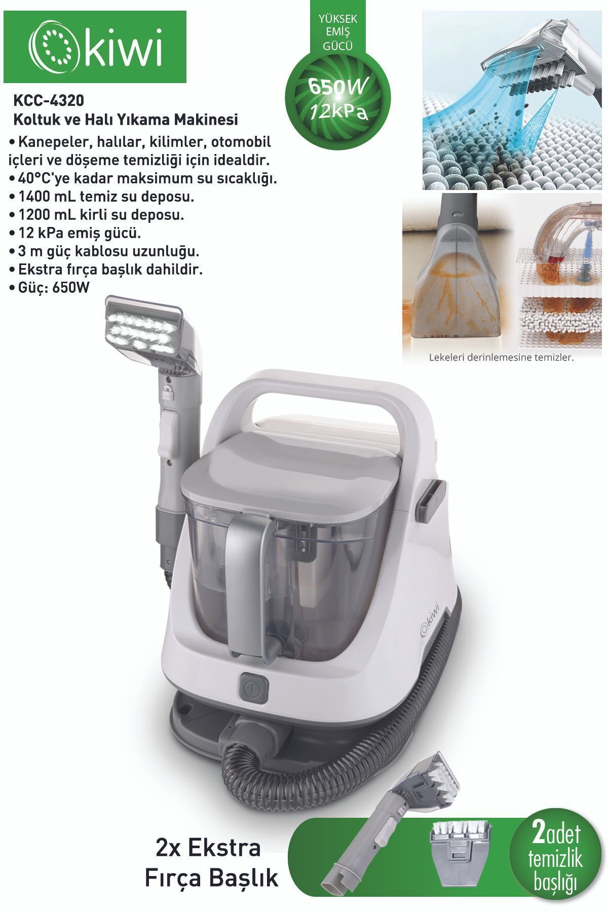 Kiwi Kcc-4320 Koltuk Halı Yıkama Ve Leke Çıkartma Makinesi