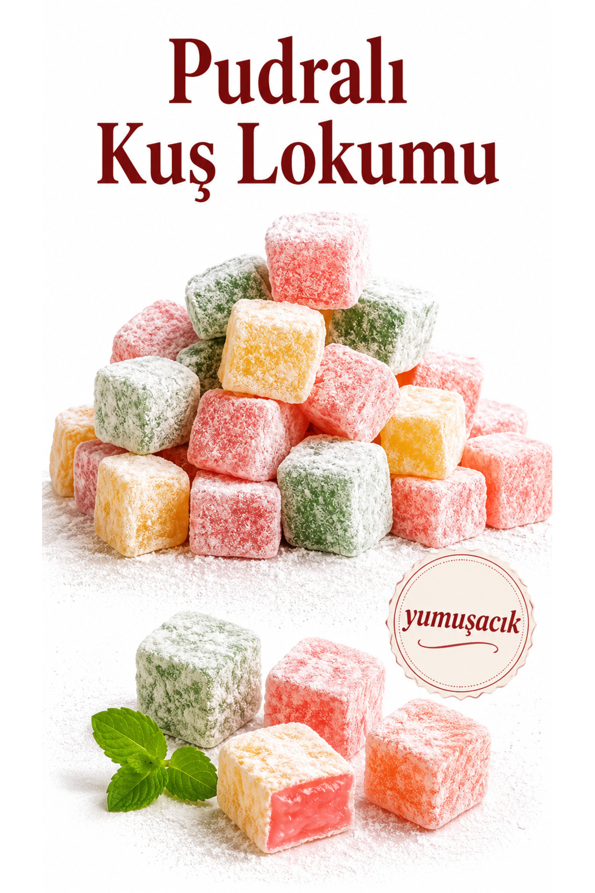 Şener Glikozsuz Mini Lokum 0.5 Yarım Kg Kuş Lokumu Atıştırmalık