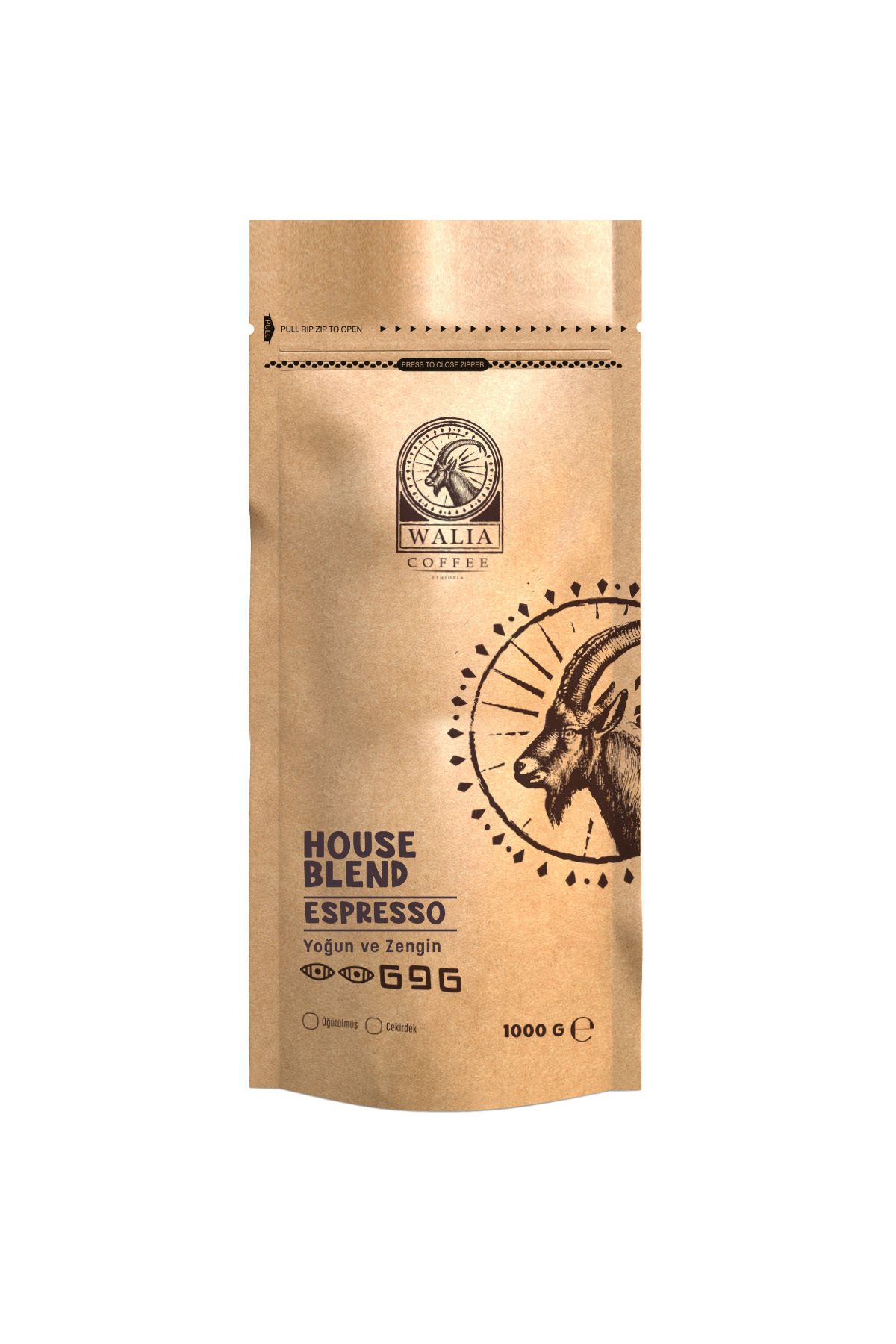 WALIA COFFEE ETHIOPIA ESPRESSO ÇEKİRDEK HOUSE BLEND 1KG ORTA KAVRUM - Görsel 3