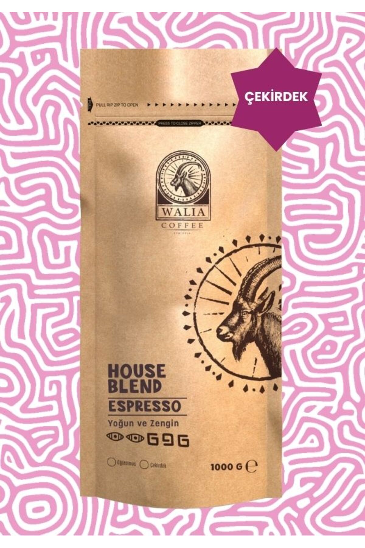 WALIA COFFEE ETHIOPIA ESPRESSO ÇEKİRDEK HOUSE BLEND 1KG ORTA KAVRUM