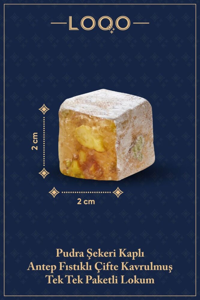 LOQO Pudra Kaplı Antep Fıstıklı Çifte Kavrulmuş Lokum 1 Kg (Tek Tek Paketli) 1031 - Görsel 2