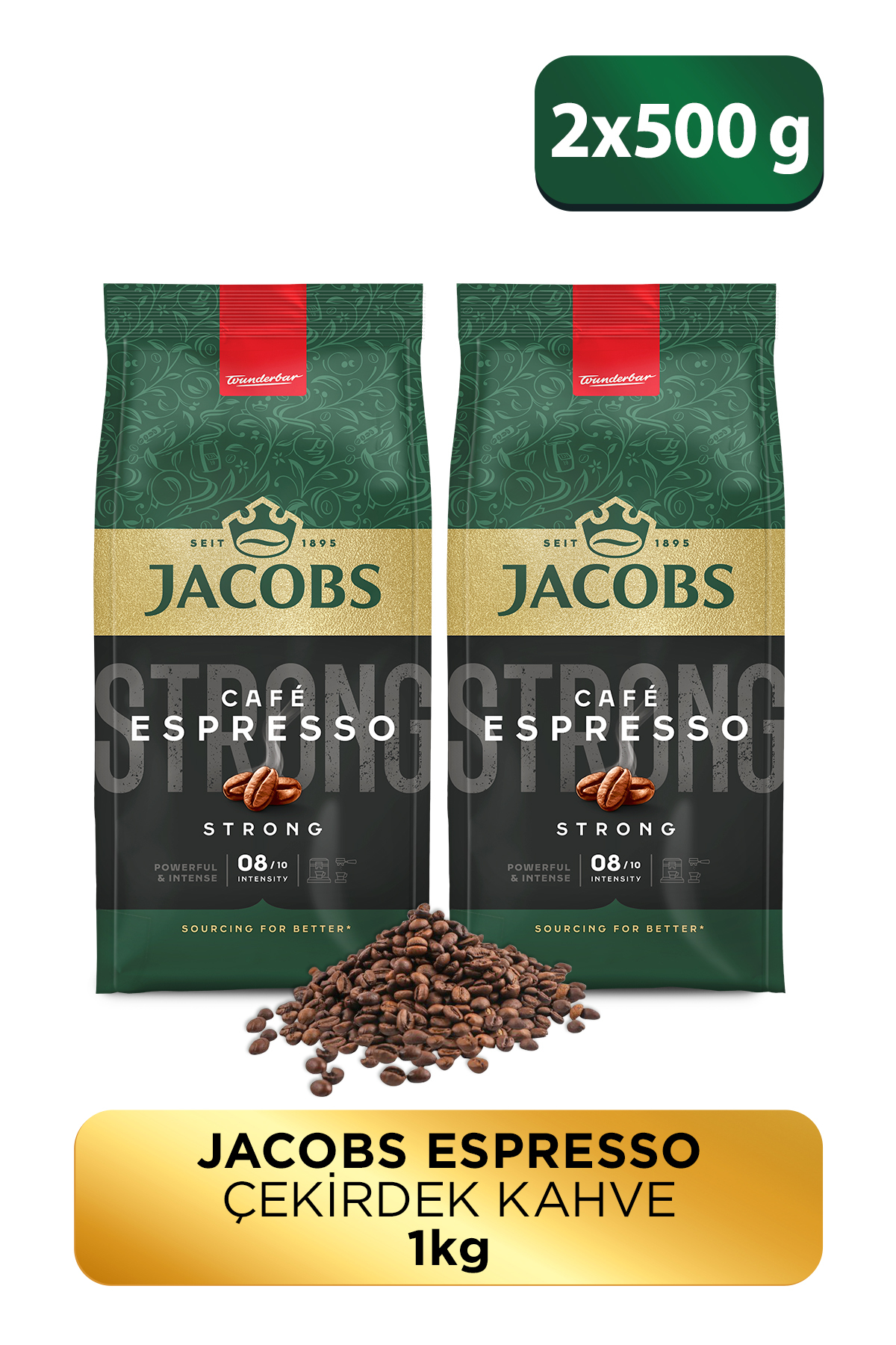 Jacobs Cafe Espresso Çekirdek Kahve 500gr X 2 Adet