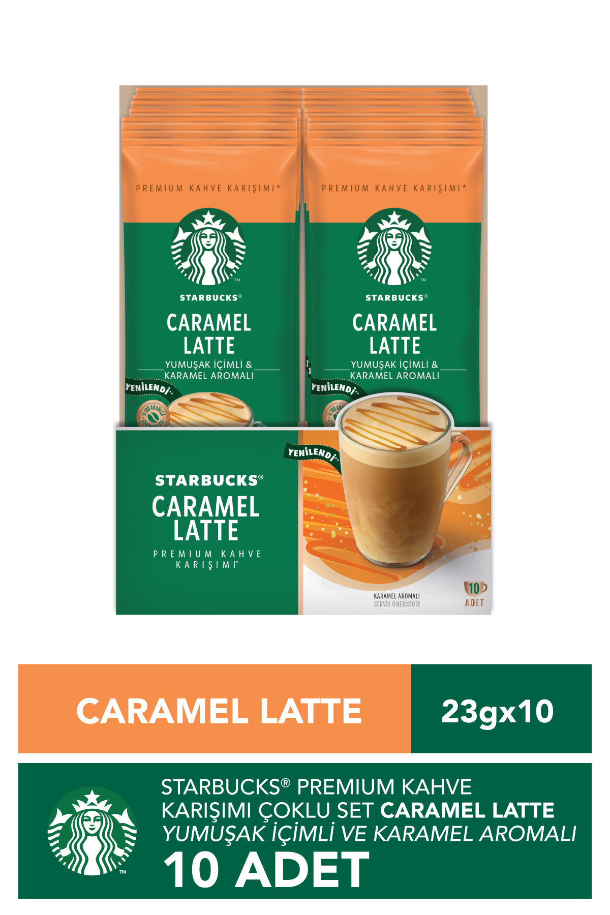 starbucks coffee Caramel Latte Premium Kahve Karışımı 23 Gr X 10 Paket