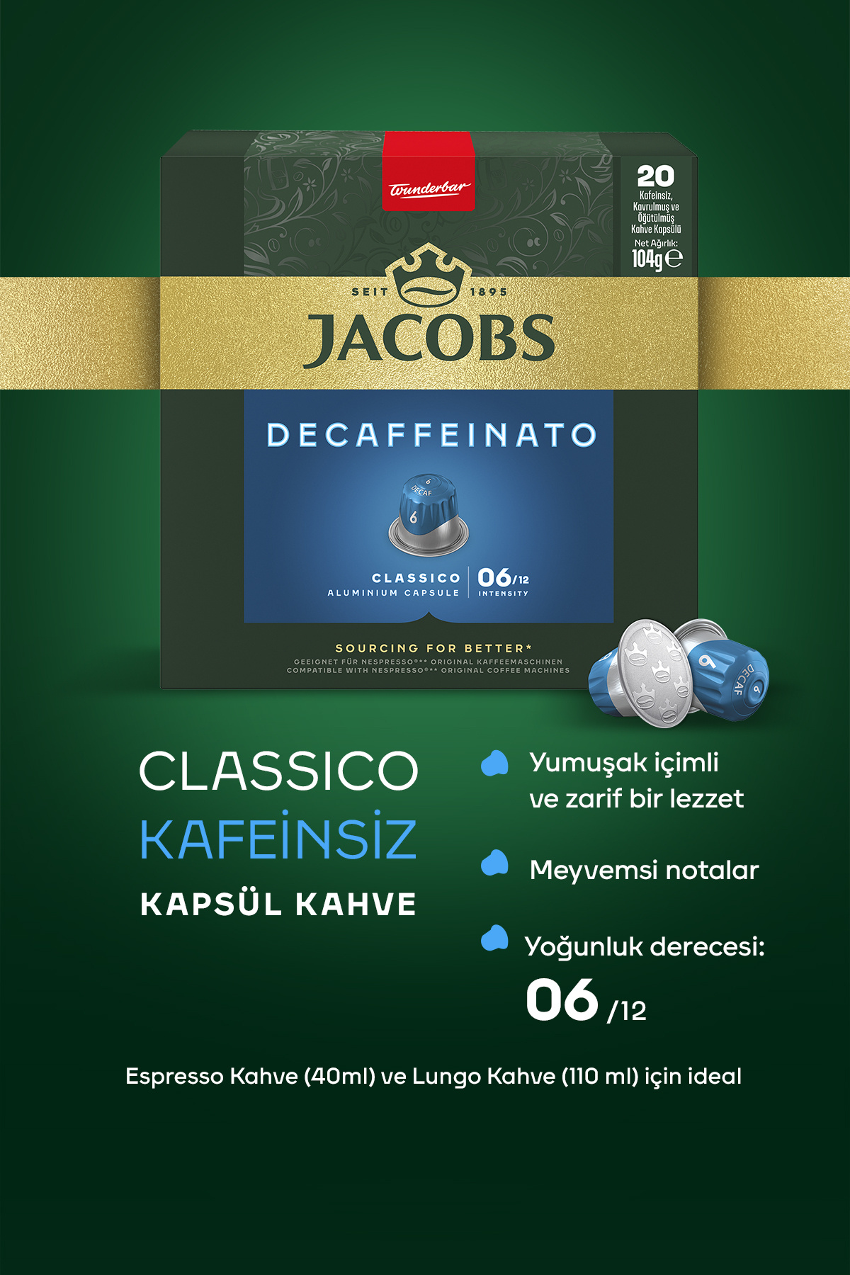 Jacobs Classico Kafeinsiz Nespresso Uyumlu Alüminyum Kapsül Kahve 20 Kapsül - Görsel 3