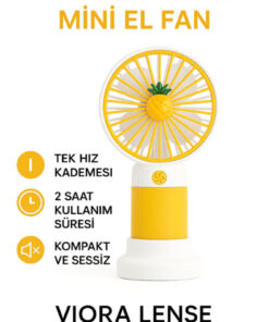 VİORA LENSE Mini Taşınabilir Sessiz El Fanı – Meyve Temalı 4 Renk Seçeneği