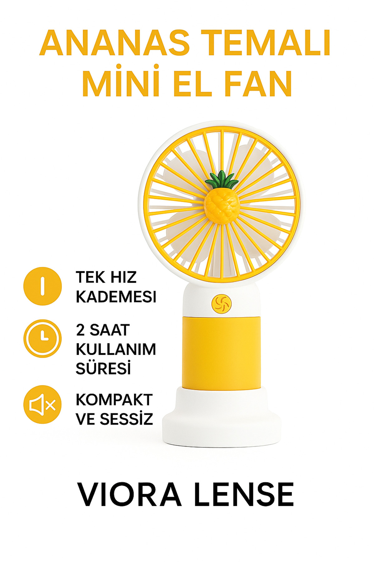VİORA LENSE Mini Taşınabilir Sessiz El Fanı – Meyve Temalı 4 Renk Seçeneği