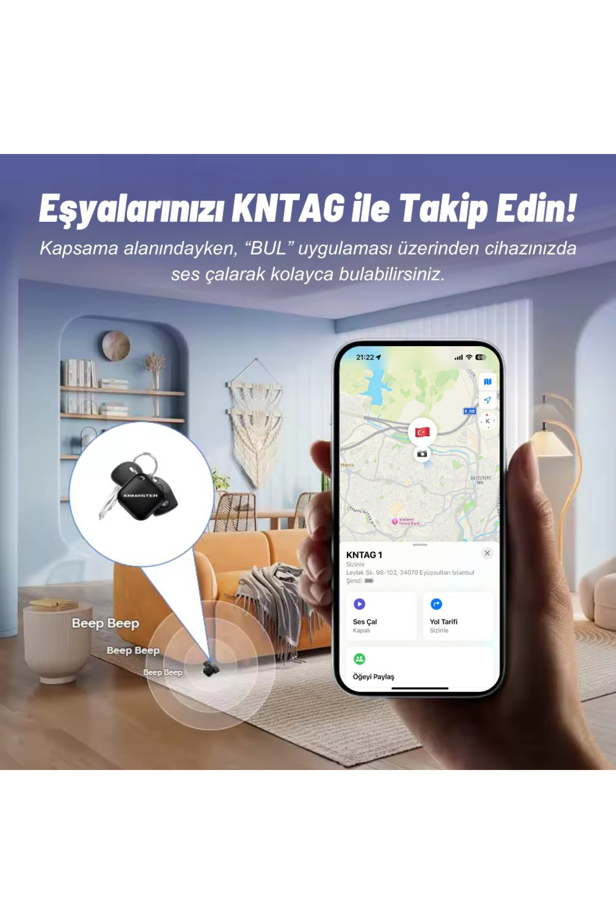 Knmaster KNTAG 1 – Akıllı Takip Cihazı (Apple Uyumlu) - Görsel 3
