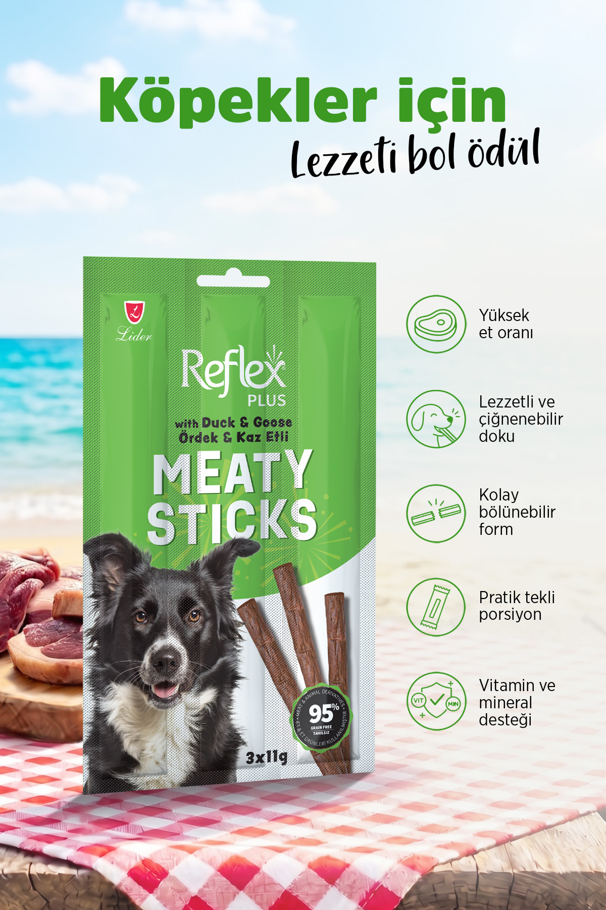 Reflex STICK KÖPEK-ÖRDEK&KAZ ETLI ÖDÜL 3X11GR.