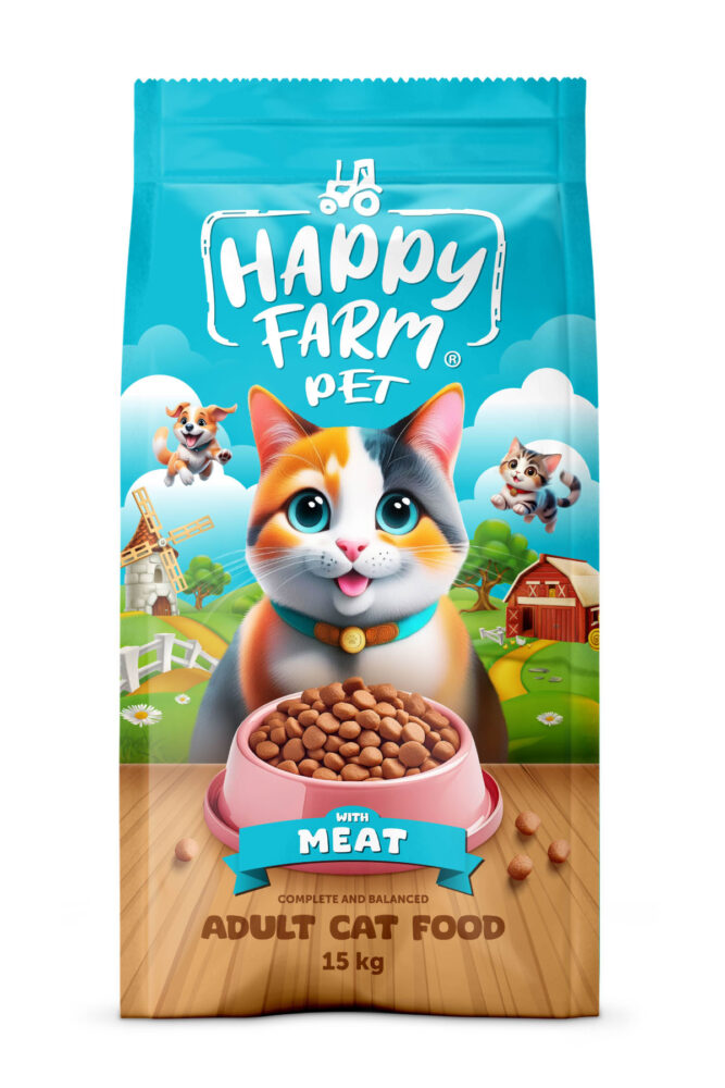 happy farm Etli Kedi Maması 15Kg