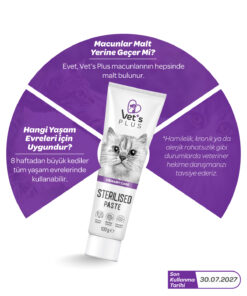 Vet's Plus Sterilised Malt Macun 100gr (Kısırlaştırılmış Kediler için Tüy Yumağı Önleyici) - Görsel 3