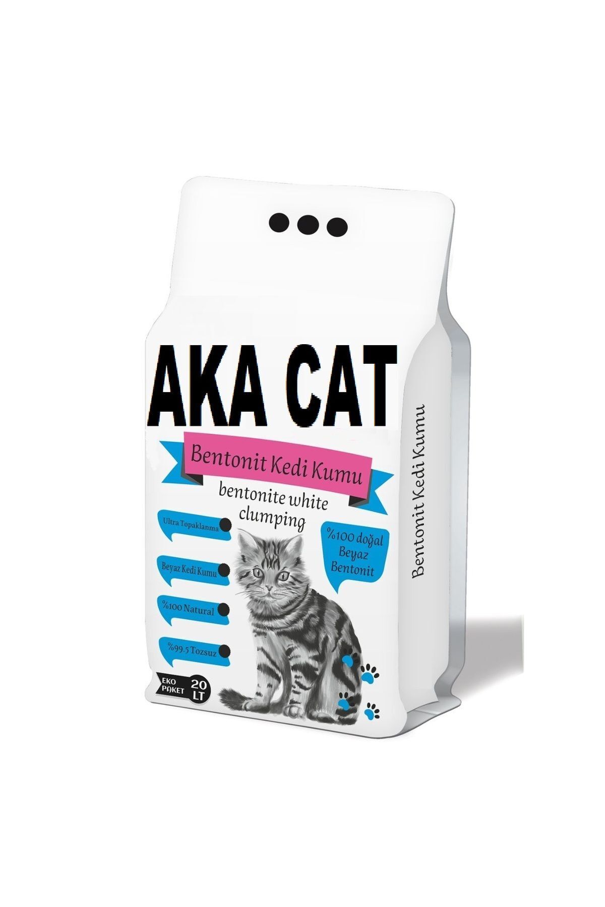 AKACAT 20 Lt Beyaz Bentonit Doğal 0 Topaklaşan Ince Taneli Kedi Kumu - Görsel 3