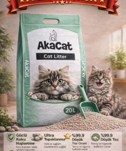 AKACAT 20 Lt Beyaz Bentonit Doğal 0 Topaklaşan Ince Taneli Kedi Kumu
