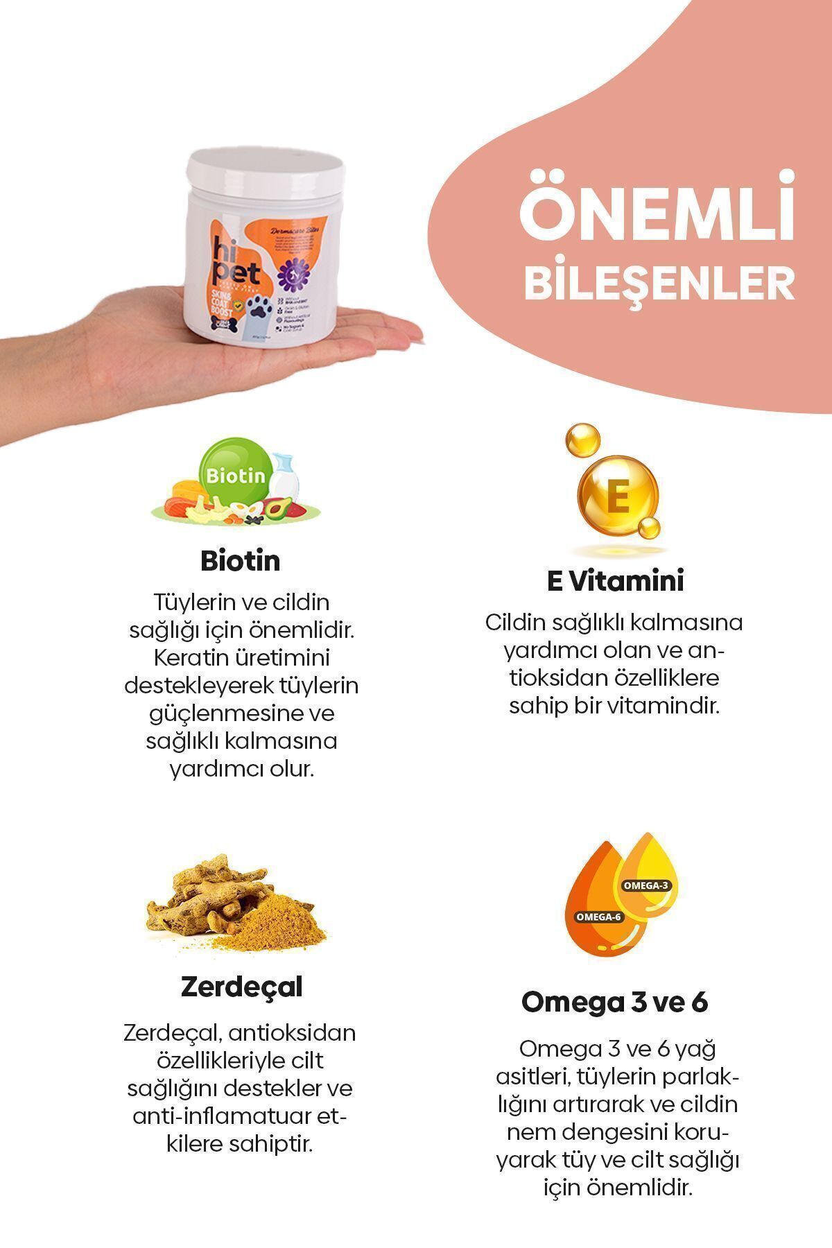 HiPet Deri Ve Tüy Güçlendirici Çiğnenebilir Tablet (DERMACARE) - Görsel 3