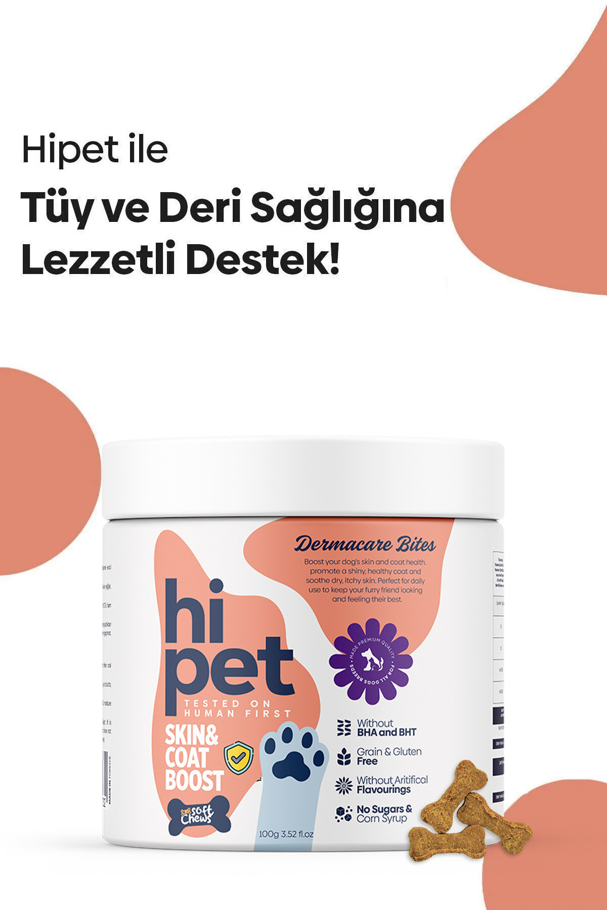 HiPet Deri Ve Tüy Güçlendirici Çiğnenebilir Tablet (DERMACARE)