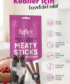 Reflex Plus Meaty Sticks Tavuklu ve Kızılcıklı Tahılsız Kısırlaştırılmış Kedi Ödül Çubuğu 3x5 Gr