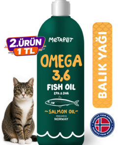 Metapet Kediler için Balık Yağı, Premium Norveç Somonu Yağı, Omega 3 ve 6, Yüksek EPA-DHA