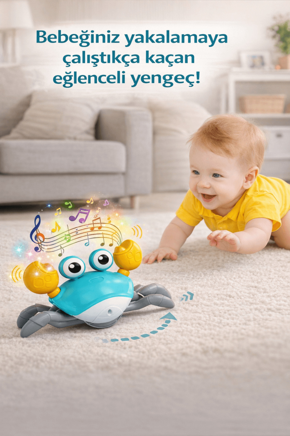 robokids Yengeç Emekleme Oyuncağı Yeşil Renk (Şarj Edilebilir) Ses Ayarlı - Görsel 3