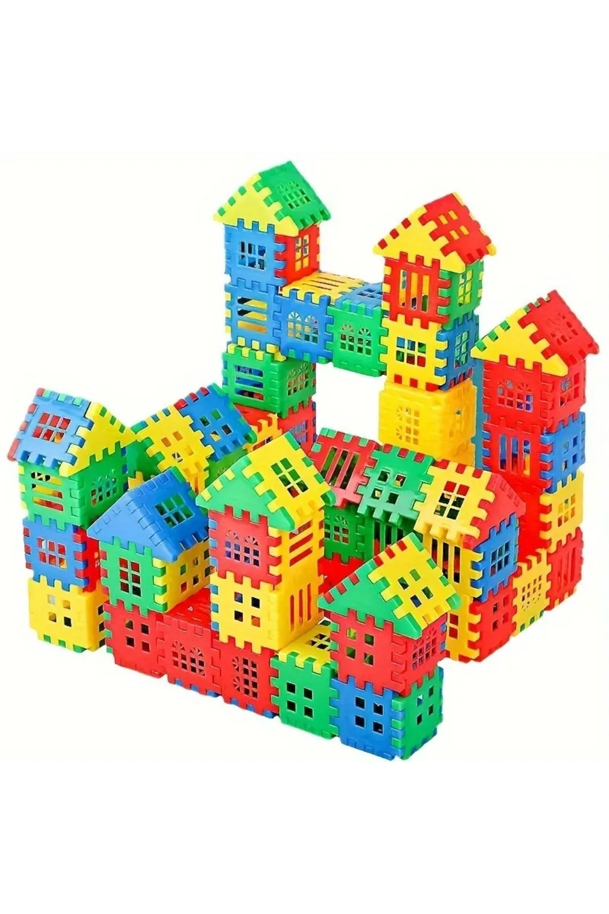 HAPPENS Puzzle City 3d Yapı Ve Tasarım Blokları 64 Parça Eğitici Oyuncak - Görsel 3