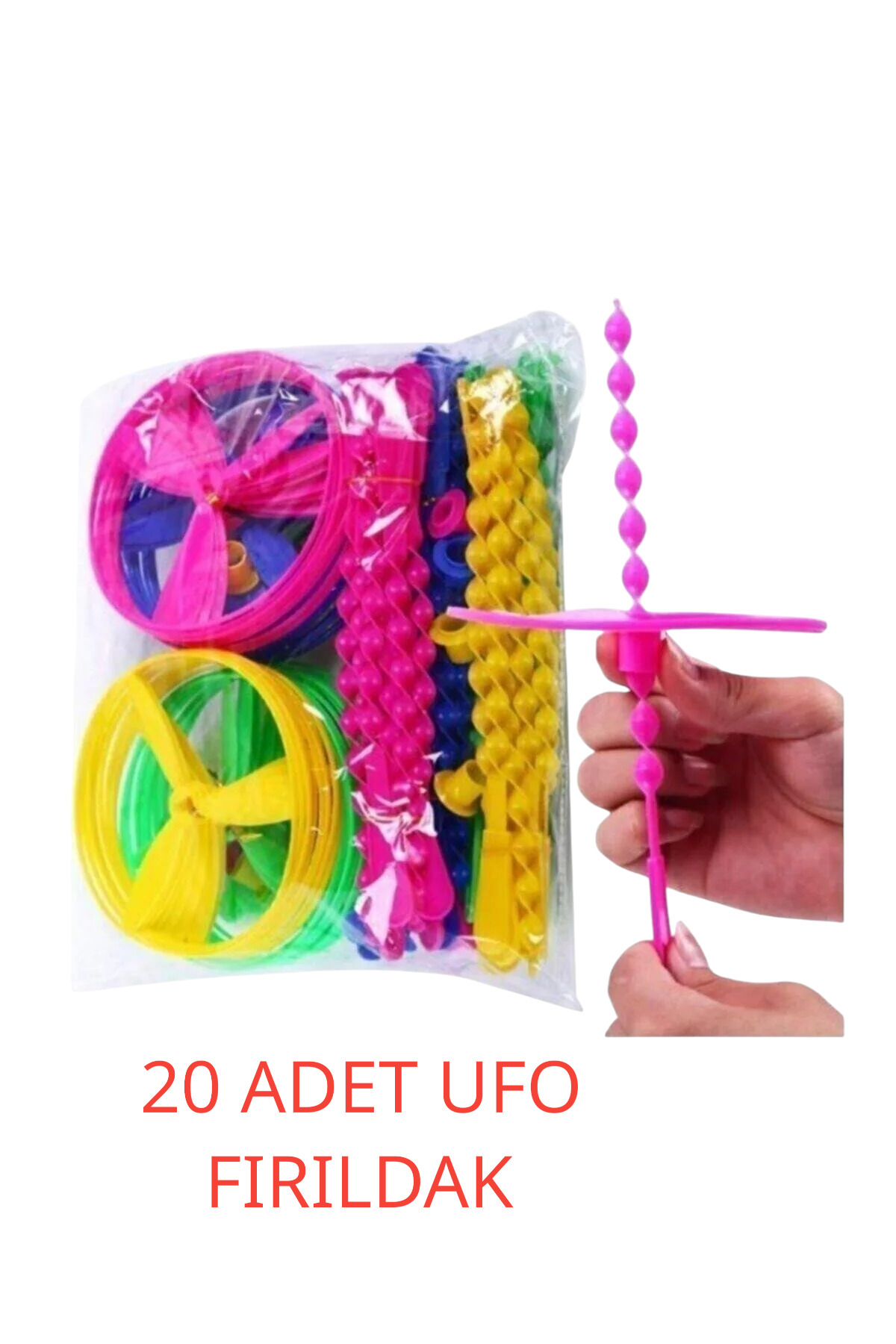 Numaca Nostaljik Oyuncak Uçan Daire - Ufo Pervane - Fırıldak - Karne Hediyesi - Florasan Renkli - 20 Adet