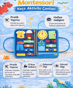 robokids Montessori Busy Board Keçe Aktivite Kitabı | 8 Sayfa Dinazor Temalı - Görsel 3