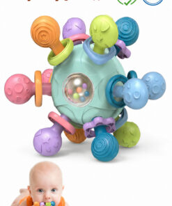 BBSKY Montessori Eğitici Bebek Diş Kaşıyıcı Top- BPA İçermez Diş Kaşıma Çıngırağı - Yenidoğan Zeka Geliştirici Oyuncak