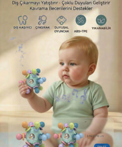 BBSKY Montessori Eğitici Bebek Diş Kaşıyıcı Top- BPA İçermez Diş Kaşıma Çıngırağı - Yenidoğan Zeka Geliştirici Oyuncak - Görsel 2