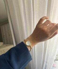 MERW Vanetta Model Gold Beyaz Renk Vintage Seri Metal Kordon Kadın Kol Saati - Görsel 3