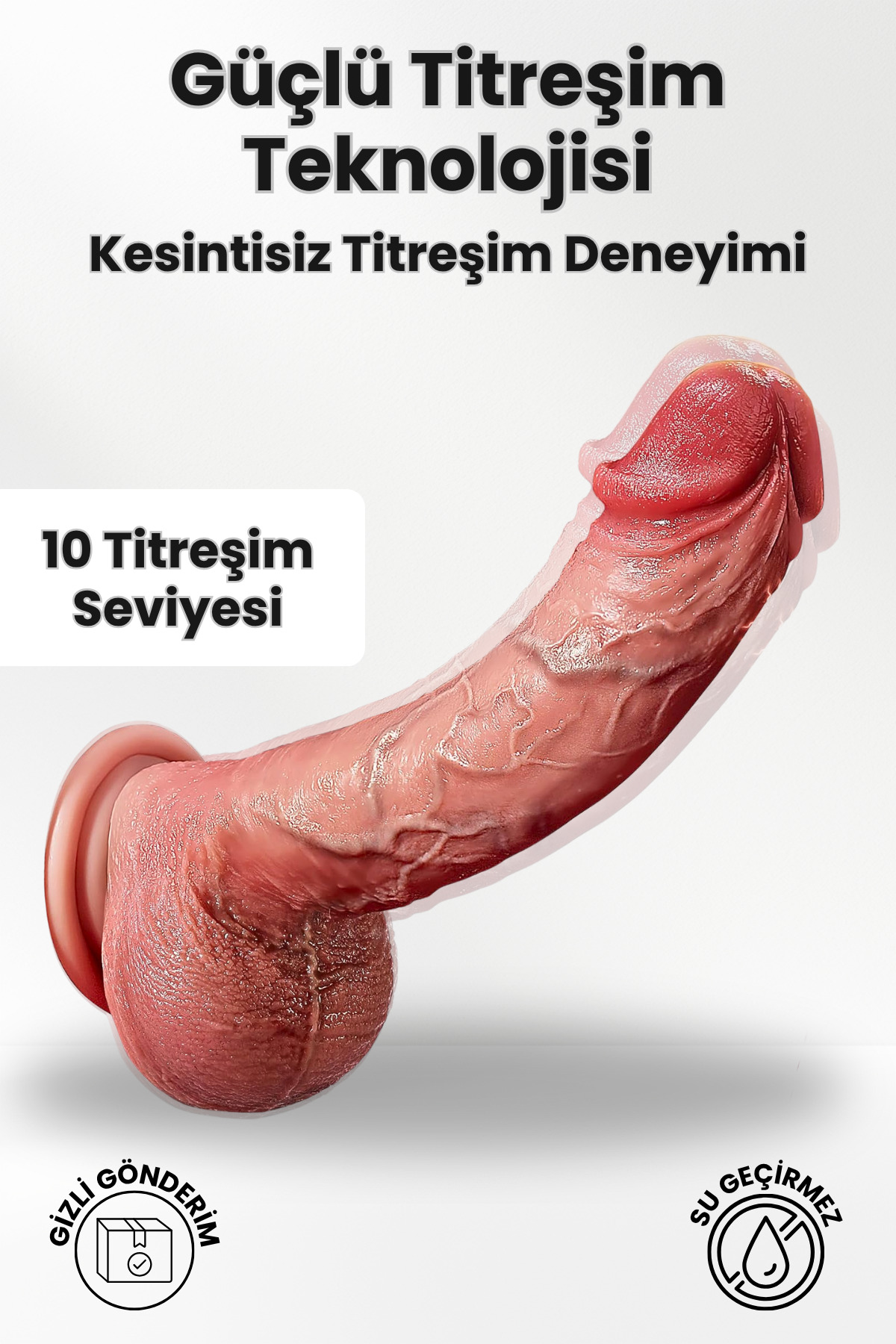 Leilac Telefon Kontrollü Hareketli Gerçekçi Dildo Vibratör 22 cm - Mobil Uygulama Kontrollü - Görsel 3