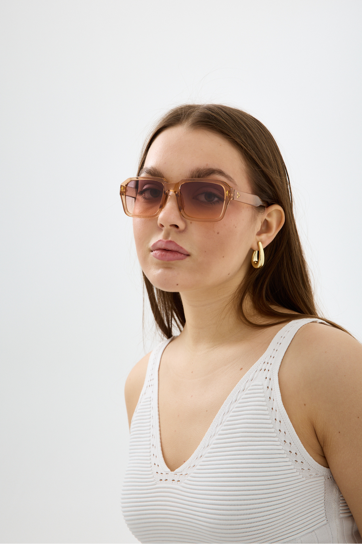 Chunky Frame Abel Unisex Yeni Sezon Ultra Hafif Nude Degrade UV400 Dikdörtgen Plastik Çerçeveli Güneş Gözlüğü - Görsel 3