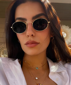 Chunky Frame Unisex Elips Siyah Yeni Sezon Güneş Gözüğü