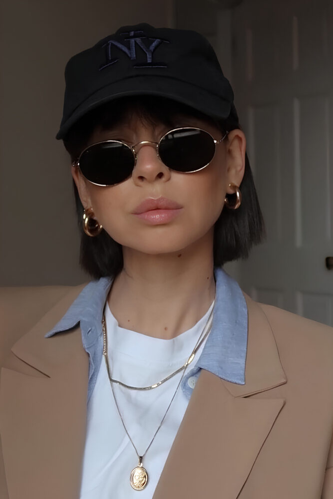 Chunky Frame Unisex Elips Siyah Yeni Sezon Güneş Gözüğü - Görsel 2