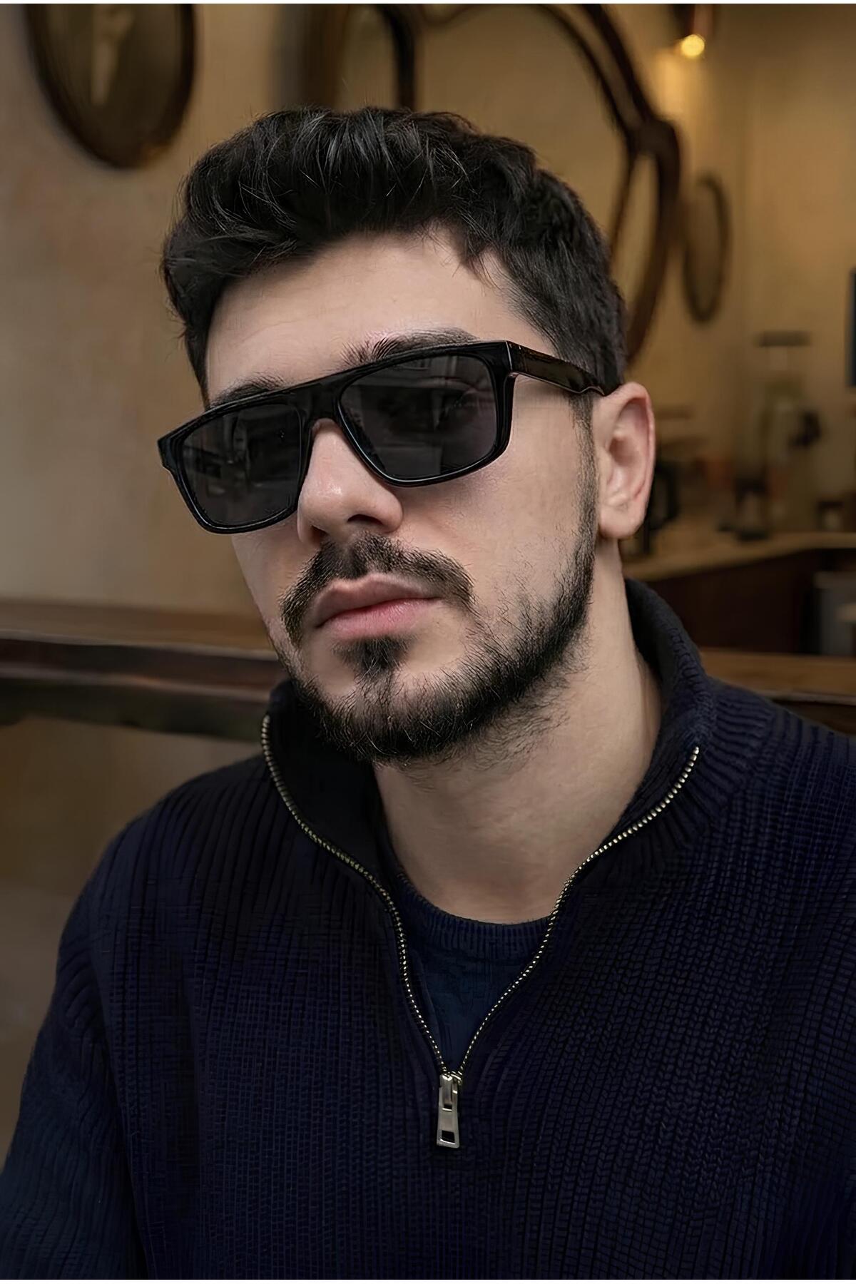 Chunky Frame Yüksek Kalite Unisex 2004 Siyah Kaucuk Kare Güneş Gözlüğü
