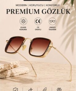 WATCHOFROYAL Güneş Gözlüğü Kadın & Erkek UV400 Cam Orjinal CE Belgeli GOLD-SİYAH EX657