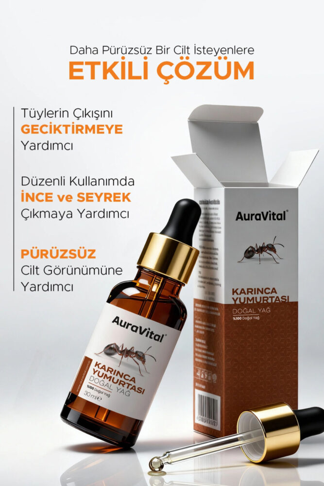 AuraVital Karınca Yumurtası Yağı 30 Ml Doğal Yağ– Tüy Azaltıcı, Epilasyon Sonrası Cilt Bakım Yağı - Görsel 2