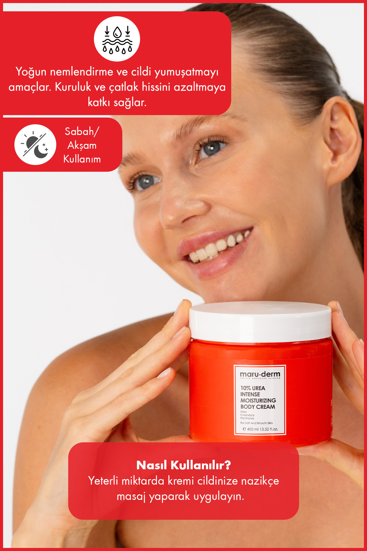 Maru.Derm Vücut Kremi | Urea (ÜRE) Yoğun Nemlendirici Vücut Kremi 400 ml - Görsel 3