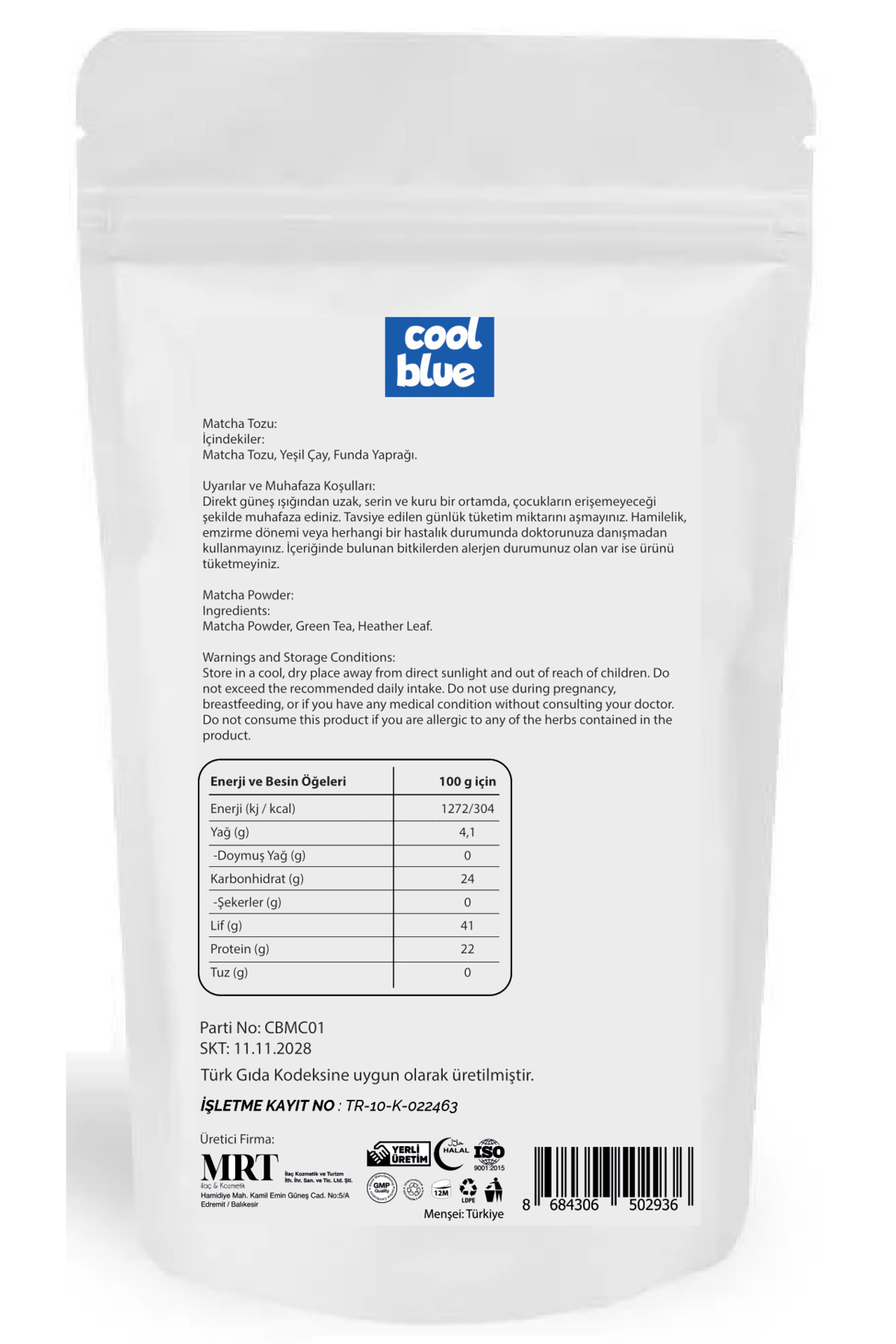 cool blue Naturel Matcha ( Maça ) Tozu Çayı Macha Diyet & Fit Yaşam Rutini İçin Maca Maka 100gr - Görsel 3