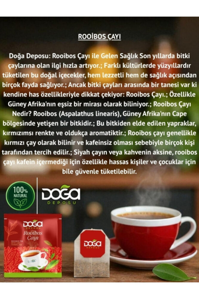 DOĞA DEPOSU Rooibos Çayı – Kafeinsiz Antioksidan Gücü Yüksek Kırmızı Çay - Görsel 2