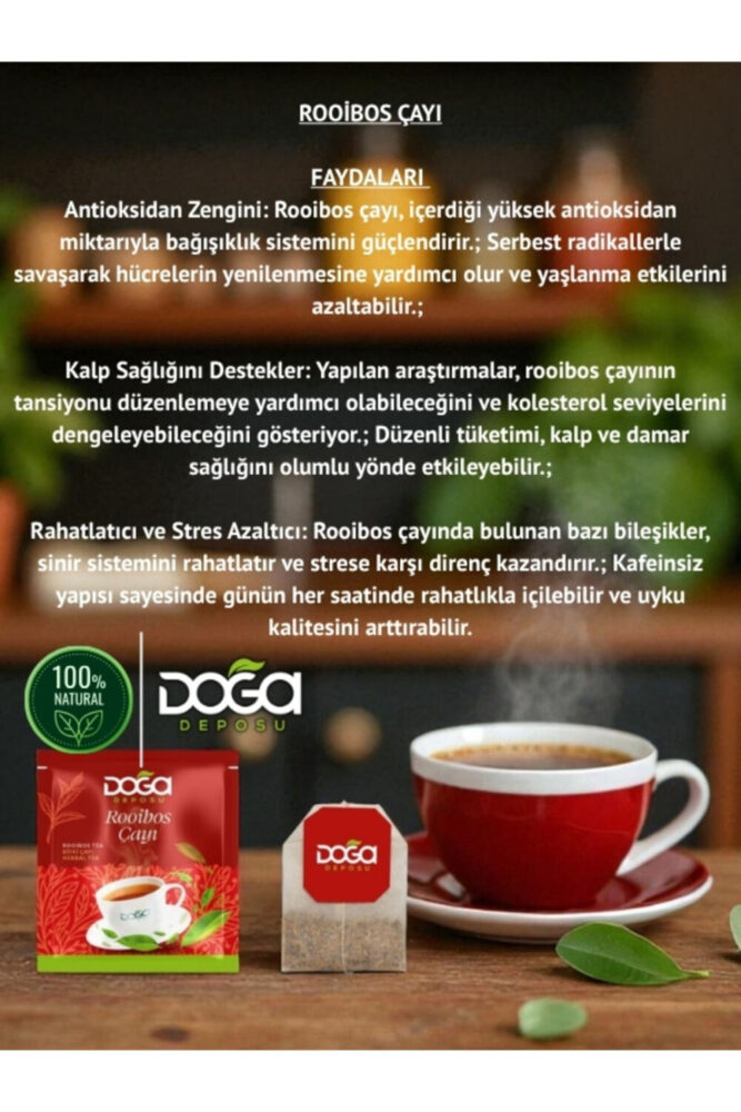 DOĞA DEPOSU Rooibos Çayı – Kafeinsiz Antioksidan Gücü Yüksek Kırmızı Çay - Görsel 3