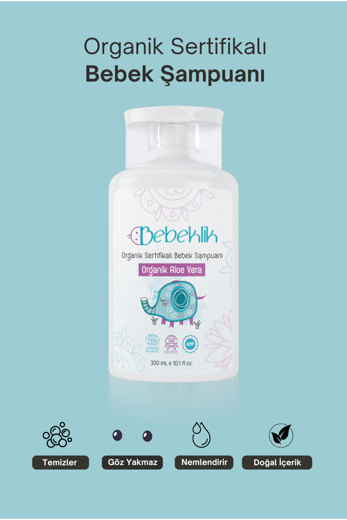 Bebeklik Organik Sertifikalı Aloe Vera Bebek ve Çocuk Şampuanı 300 ml - Görsel 3