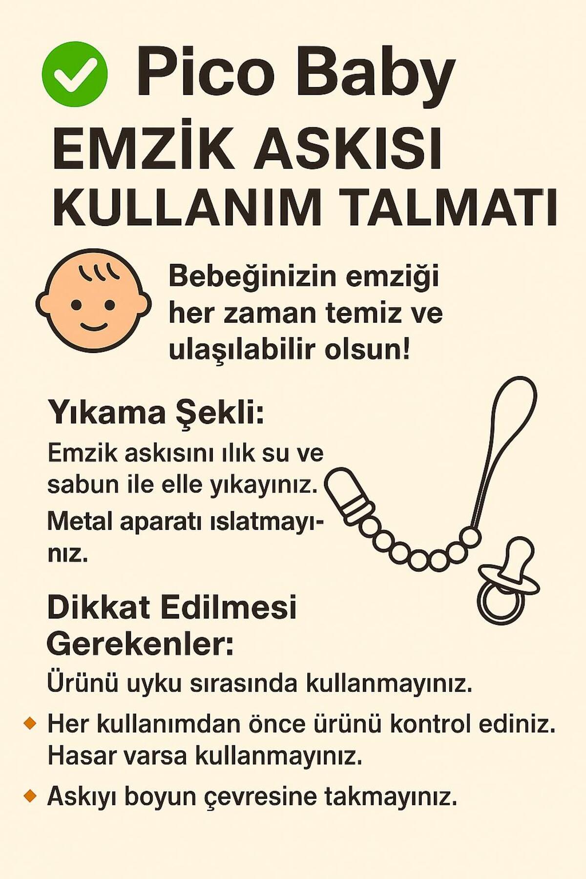 Pico Baby Emzik Askısı - Emzik Zinciri - Emzik Tutacağı 3'lü Set - Görsel 3
