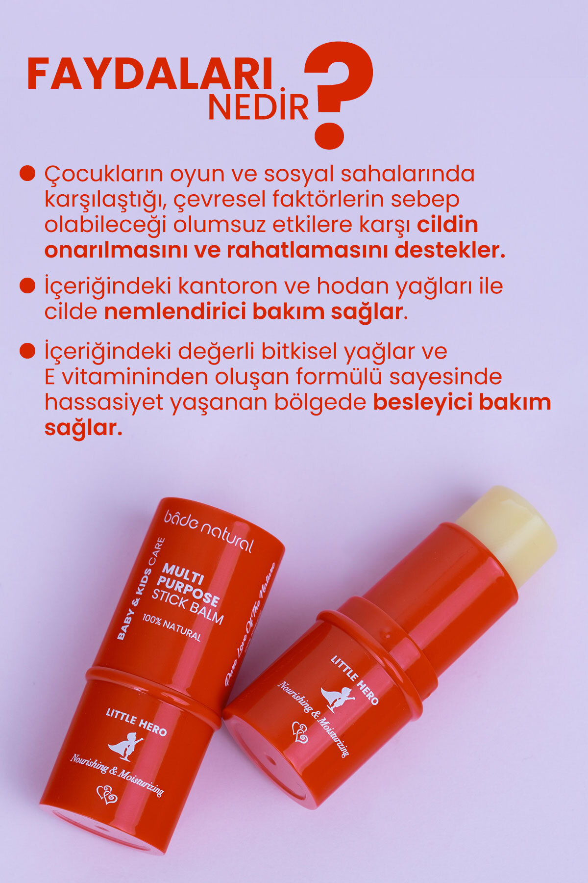 Bade Natural Little Hero 0 Doğal Stick Onarıcı Ve Rahatlatıcı Çok Amaçlı - Görsel 3