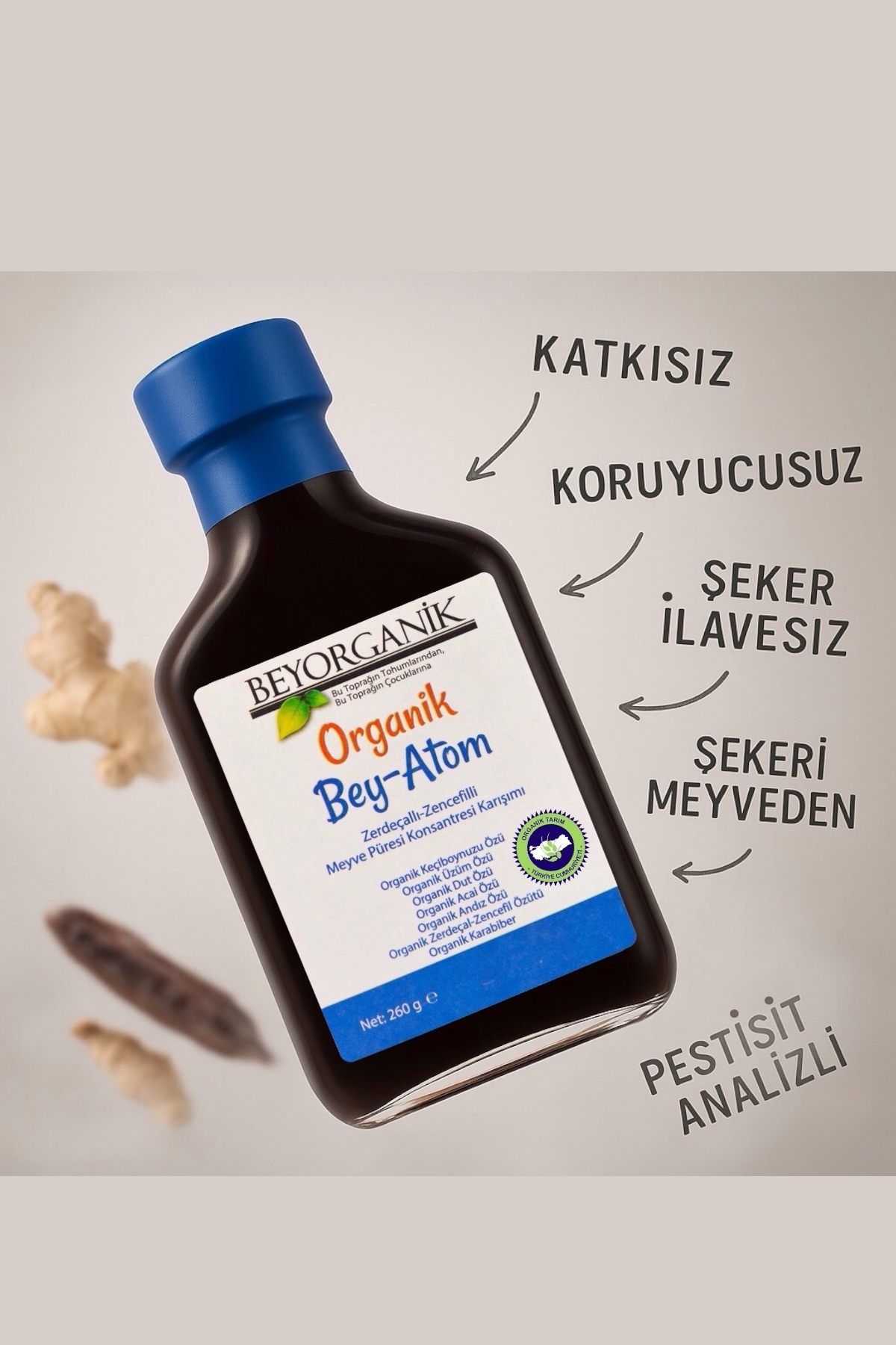BEYORGANİK ORGANİK Bey Atom 260gr (PESTİSİT ve AĞIR METAL ANALİZLİ) - Görsel 3