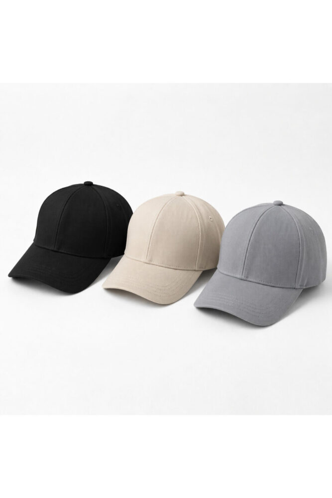 FlosTeel 3 Adet Unisex Gabardin Kumaş Kadın & Erkek Düz Yazlık Şapka